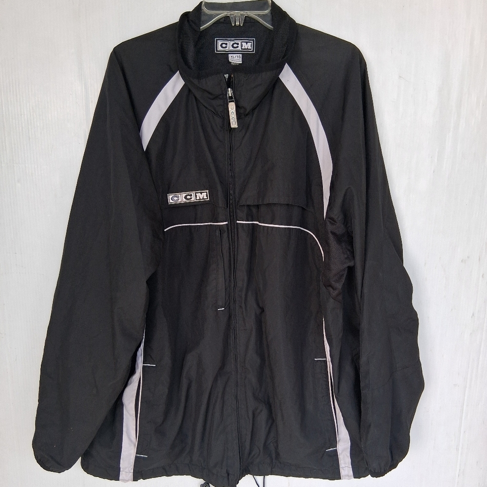 CCM Windbreaker Hoodie Jacket Men's Size XL Black/Grey